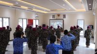 Prajurit Puslatpurmar 5 Baluran Laksanakan Upacara HUT TNI Ke 75 Secara Virtual