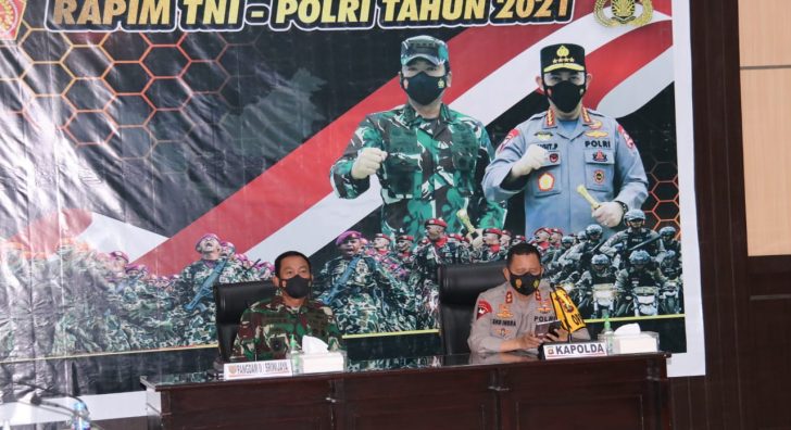 TNI Dan Polri Di Sumsel Mengikuti Rapim Tahun 2021 Secara Virtual