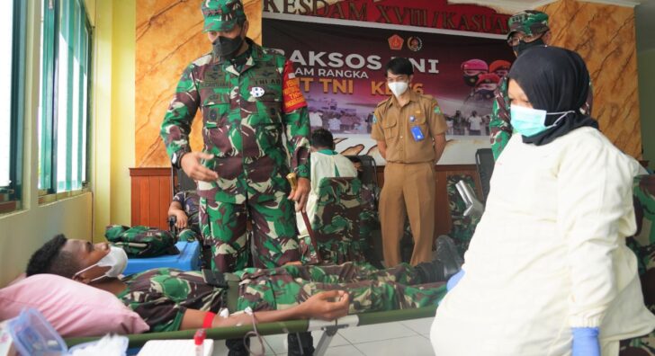 Jelang HUT Ke-76 TNI, Kodam XVIII/Kasuari Gelar Donor Darah