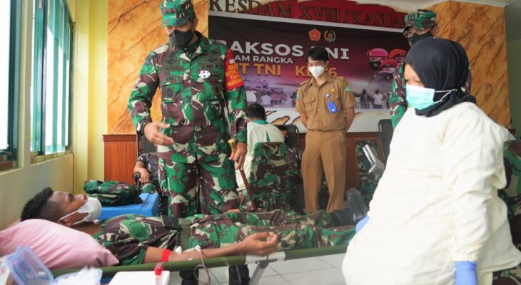 Jelang HUT Ke-76 TNI, Kodam XVIII/Kasuari Gelar Donor Darah