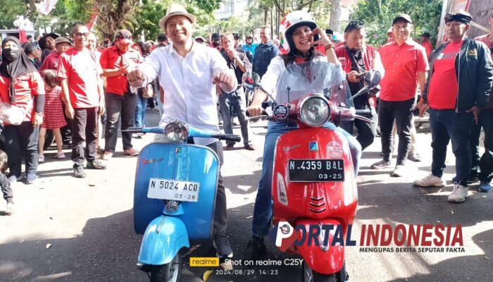 Kendarai Skuter, Sam HC – Ganis Rumpoko Yang Diusung PDI Perjuangan Daftar Ke KPU Kota Malang