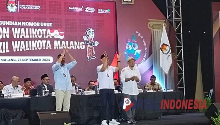 Resmi Ditetapkan KPU, Inilah Nomor Urut Paslon Pilkada Kota Malang 2024