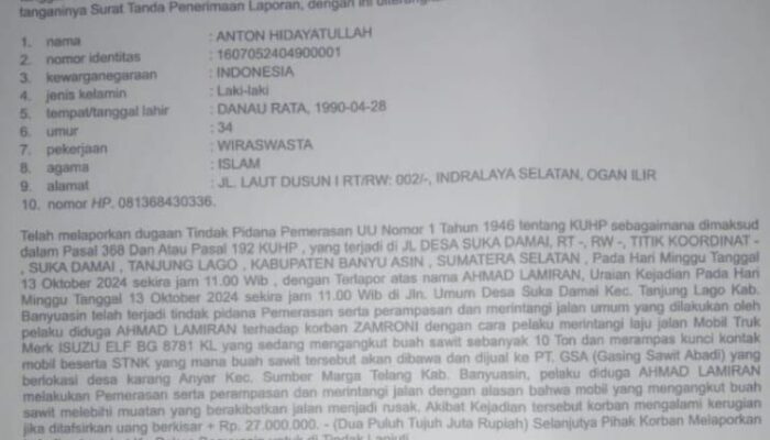 Akibat Ulah Kades Sukadamai Banyuasin, Zamroni Mengalami Kerugian Rp 27 Juta