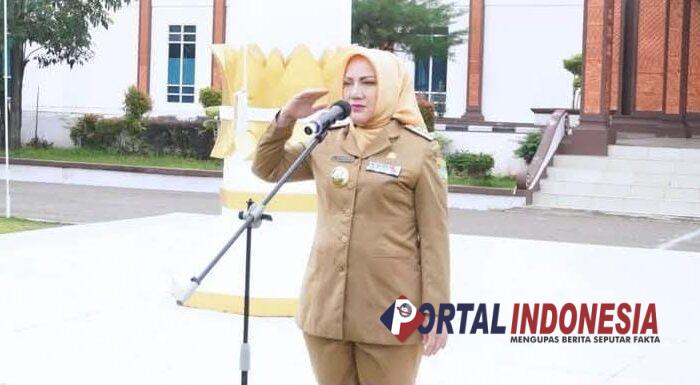 Bupati Musi Rawas Hj. Ratna Machmud langsung pimpin apel pagi