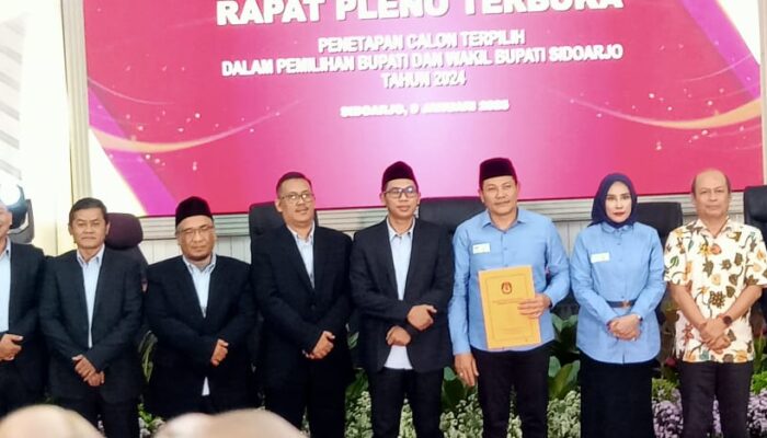 Subandi-Mimik Resmi Terpilih, KPU Sidoarjo Tetapkan Pasangan Bupati-Wakil Bupati 2024