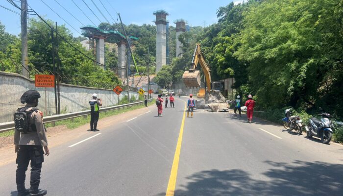 Kapolres Probolinggo Tinjau Langsung Lokasi Jatuhnya Batu Besar di Jalur Pantura Paiton