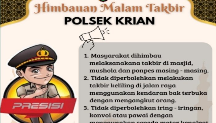 Polsek Krian Ajak Warga Rayakan Malam Takbir dengan Damai dan Penuh Kebersamaan