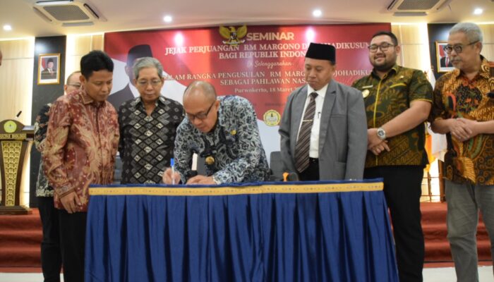 Bupati se-Barlingmascakeb Tandatangani Naskah Deklarasi Pengusulan Margono sebagai Pahlawan Nasional