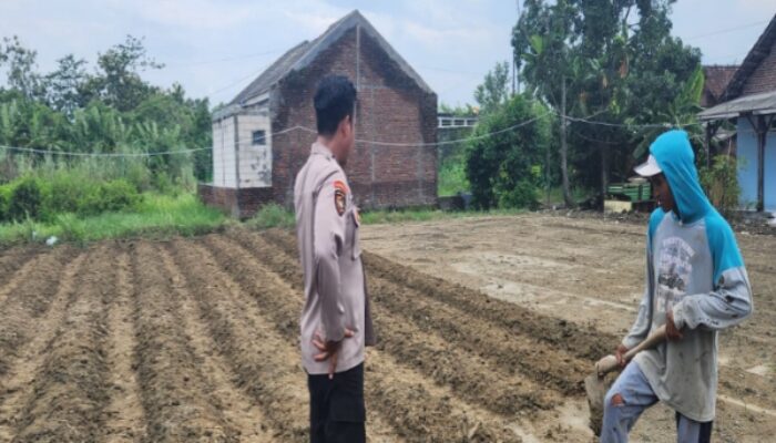 Polisi Cinta Petani, Bhabinkamtibmas Desa Grinting Dampingi Warga Rawat Lahan Pekarangan