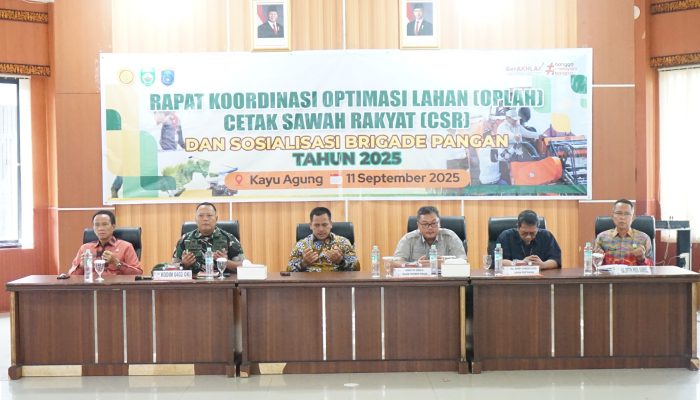 Dandim 0402/OKI Ikuti Rakor Cetak Sawah Rakyat dan Sosialisasi Brigade Pangan 2025