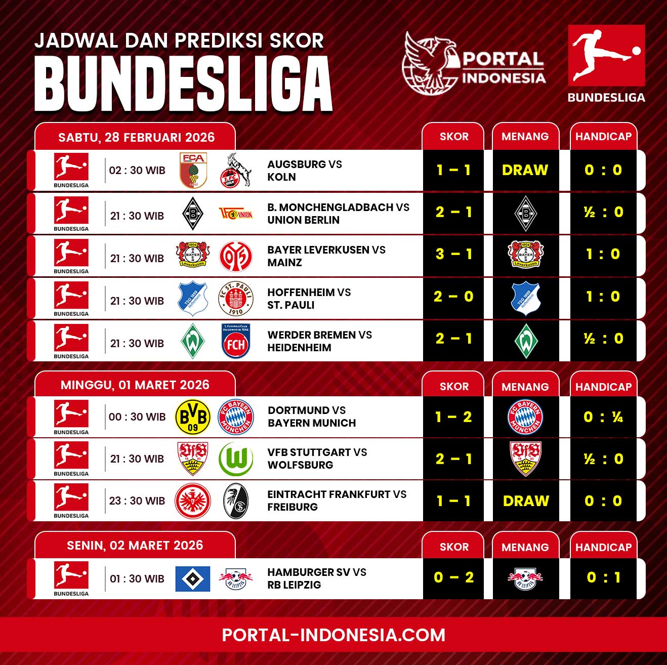 jadwal bundesliga malam ini