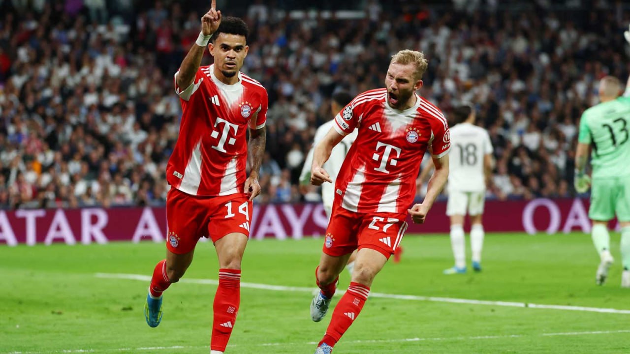 Selebrasi pemain Bayern usai momen penting kontra Real Madrid di Allianz Arena