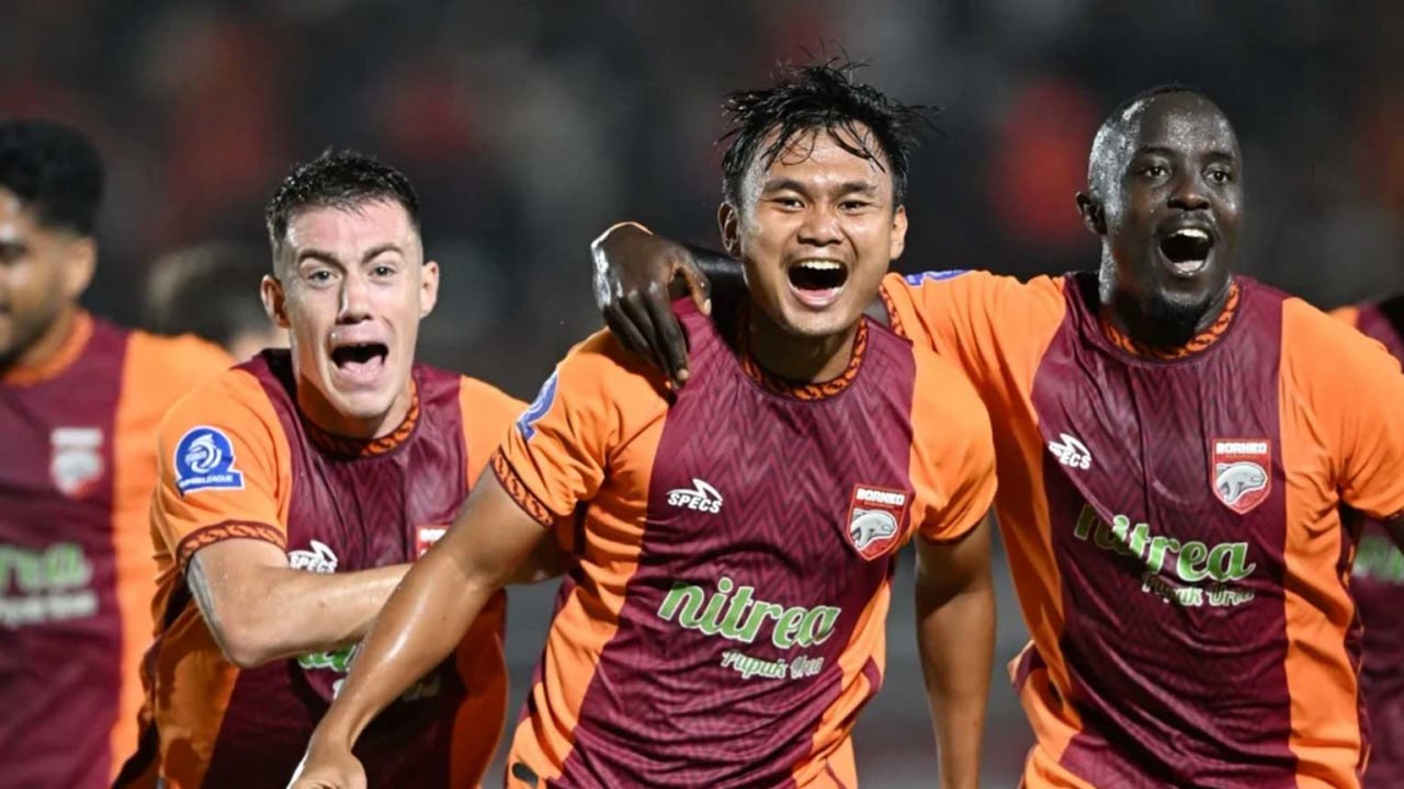Hasil Liga 1 BRI Super League saat Borneo FC merayakan gol kemenangan