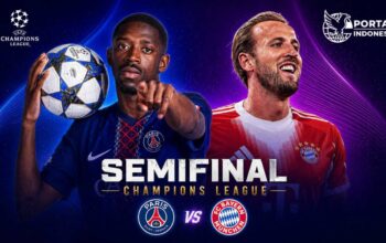 Poster semifinal Liga Champions PSG vs Bayern sebagai ilustrasi laga besar
