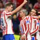 Pemain Atletico Madrid merayakan gol