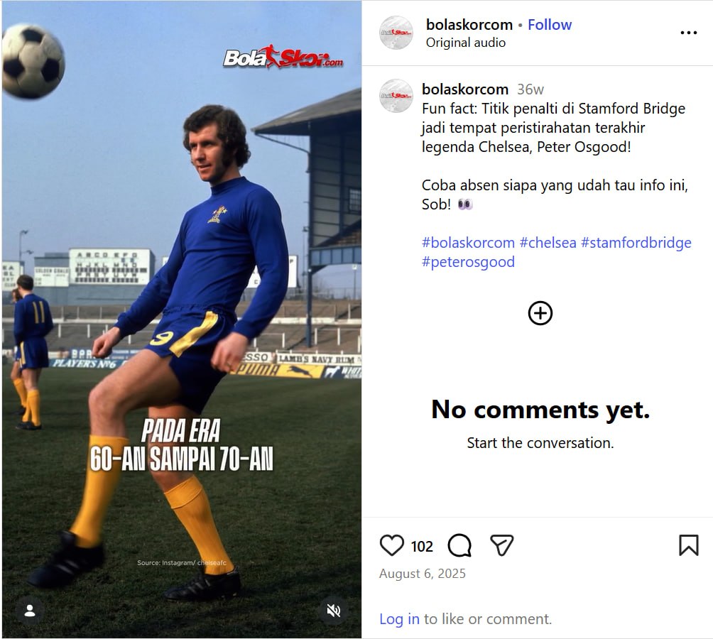 Peter Osgood dalam era klasik Chelsea, visual untuk topik legenda Chelsea