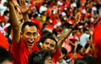 Suporter Timnas Indonesia di stadion, ilustrasi tekanan performa terhadap ranking FIFA