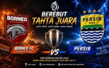 Poster duel Borneo FC dan Persib Bandung dalam perebutan tahta juara Liga 1