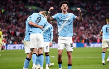 Pemain Manchester City dalam laga melawan Bournemouth pada pertandingan penentuan gelar Premier League 2025/2026.