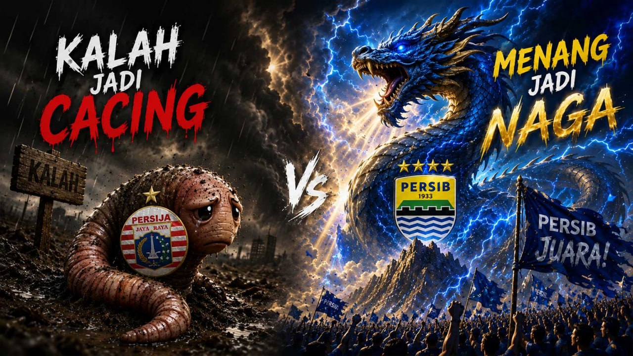 cacing persija kalah jadi cacing menang jadi naga Persib