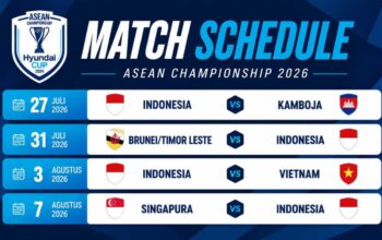 Jadwal resmi Timnas Indonesia di Piala AFF 2026 lengkap dengan pertandingan melawan Thailand, Vietnam, Myanmar dan Filipina.