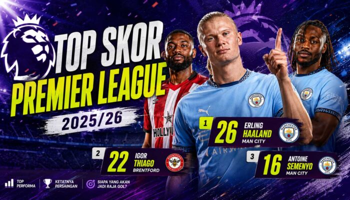 Top Skor Liga Inggris 2025/2026: Erling Haaland Masih Tak Terkejar di Puncak